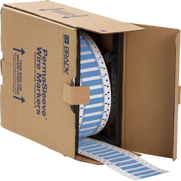 Brady PermaSleeve HX Heat Shrink Double Sided Wire Marking Sleeves, Blue, 0.5 in. Dia x 0.5 in. W - 2HX-500-2-BL-4