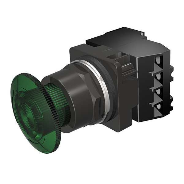 Botón pulsador iluminado Siemens, 30 mm, 1NA/1NC, verde - 52BR8GSAB