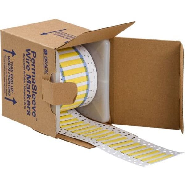 Brady Write On Yellow Wire Marker Sleeves, PermaSleeve(R) Polyolefin, 3PS-187-2-YL-S - 3PS-187-2-YL-S