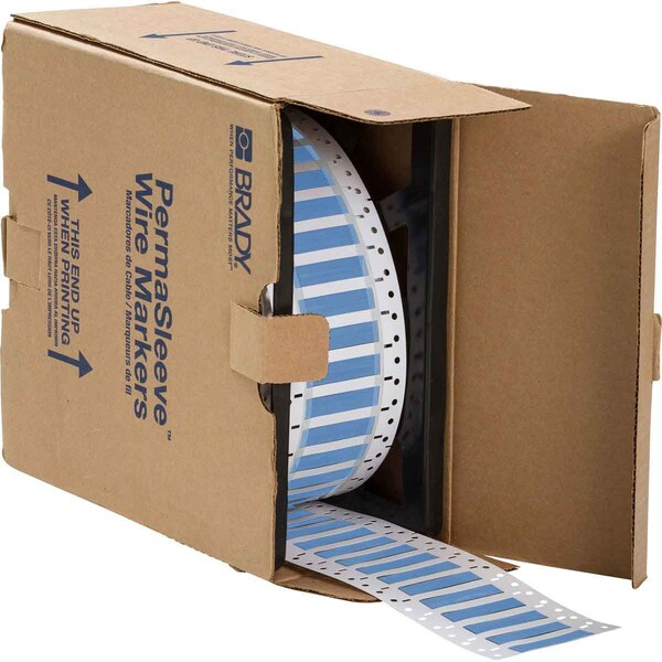 Brady PermaSleeve HX Heat Shrink Double Sided Wire Marking Sleeves, 0.25 in. x 2 in. W, Blue, Roll of 500 - 2HX-250-2-BL-S