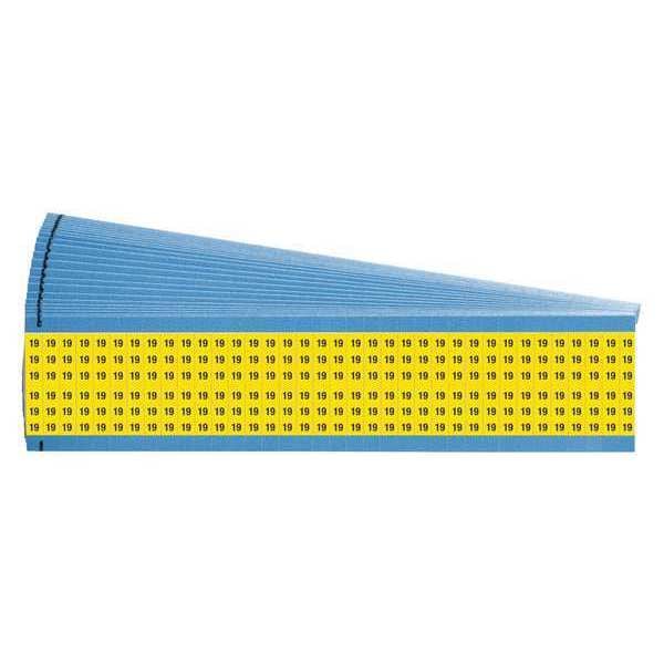 Brady Wire Markers, Legend 19, Black/Yellow, PK25 - WM-19-YL-PK