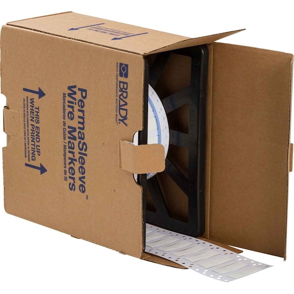 Brady PermaSleeve HX Heat Shrink Double Sided Wire Marking Sleeves, 0.375 in. Dia x 1.15 in. W, White - 2HX-375-2.3-WT-2