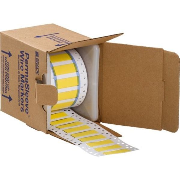 Brady 2" x 21/32", Wire Marker, Wire Sleeve, Write On Legend, Yellow - 3PS-375-2-YL-S