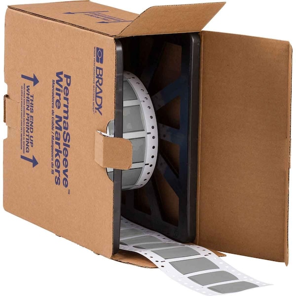 Brady PermaSleeve HX Heat Shrink Double Sided Wire Marking Sleeves, Gray, 0.75 in. Dia x 1 in. W - 2HX-750-2-GY-2