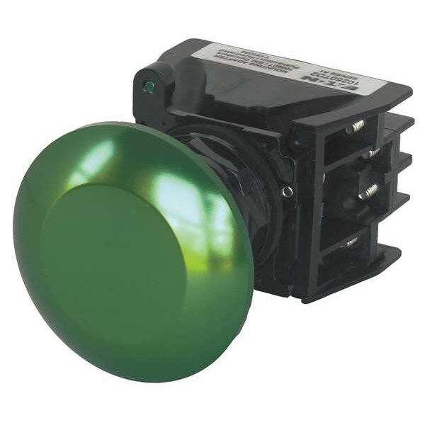 Botón pulsador de ubicación peligrosa de Eaton con contactos, 30 mm, 1 NC, 1 NO, Verde - E34EX712G