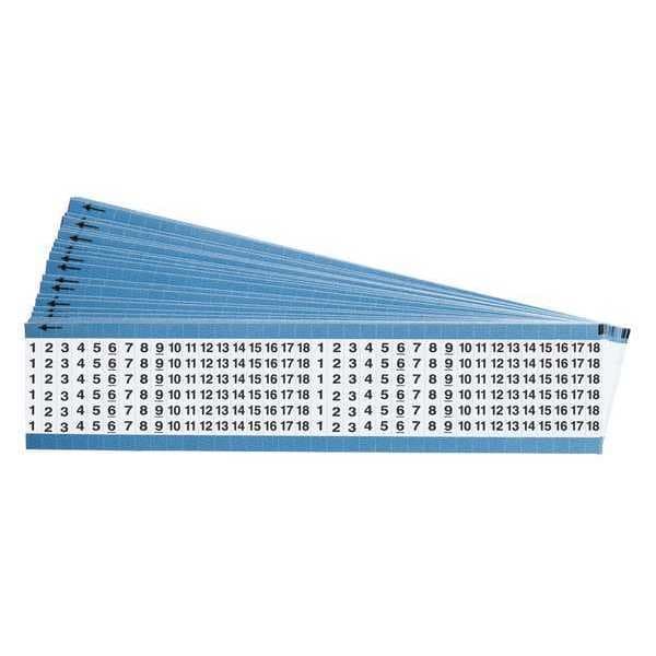 Brady Wire Markers, Legend 1 to 18, Blk/Wht, PK25 - TWM-1-18-PK