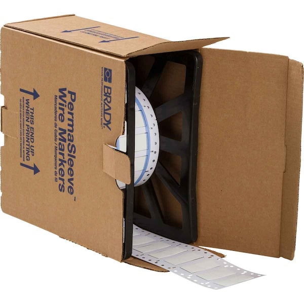 Brady PermaSleeve HX Heat Shrink Double Sided Wire Marking Sleeves, 0.5 in. Dia x 1.15 in. W, White - 2HX-500-2.3-WT-2