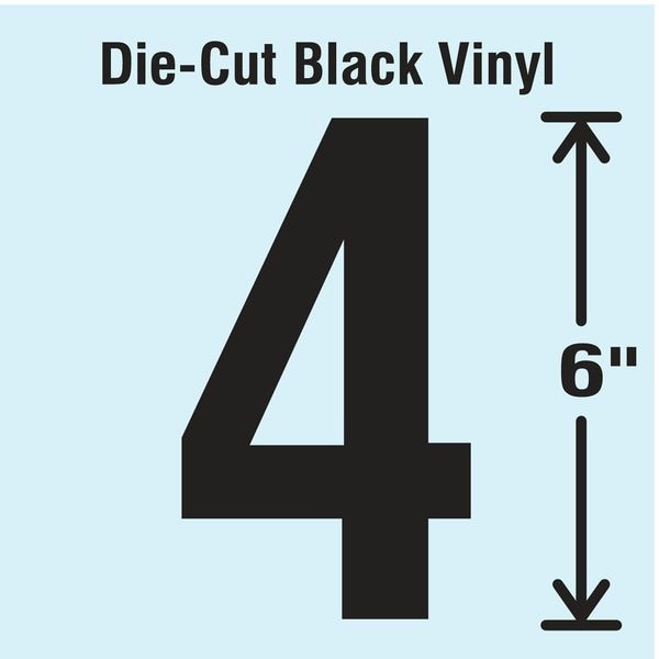 Stranco Die Cut Number Label, 4 - DBV-SINGLE-6-4