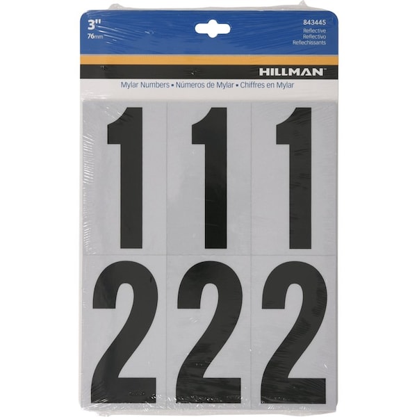 Hillman HILLMAN 3 in. Reflective Black Vinyl Self-Adhesive Number Set 0-9 26 pc - 843445