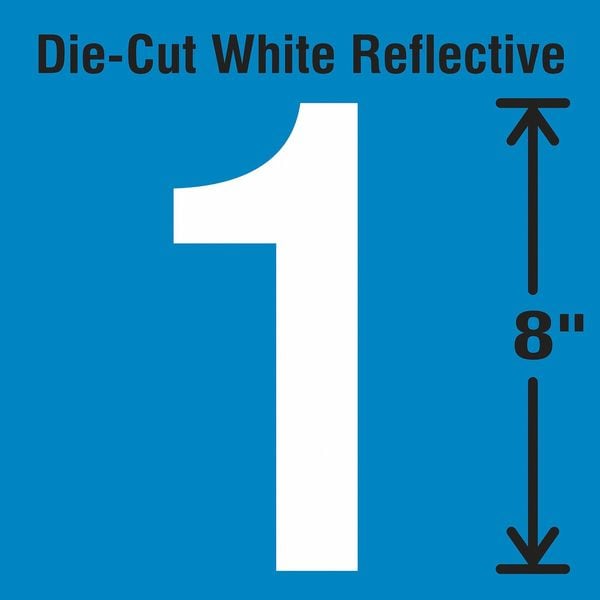 Stranco Die-Cut Reflective Number Label, 1 - DWR-SINGLE-8-1