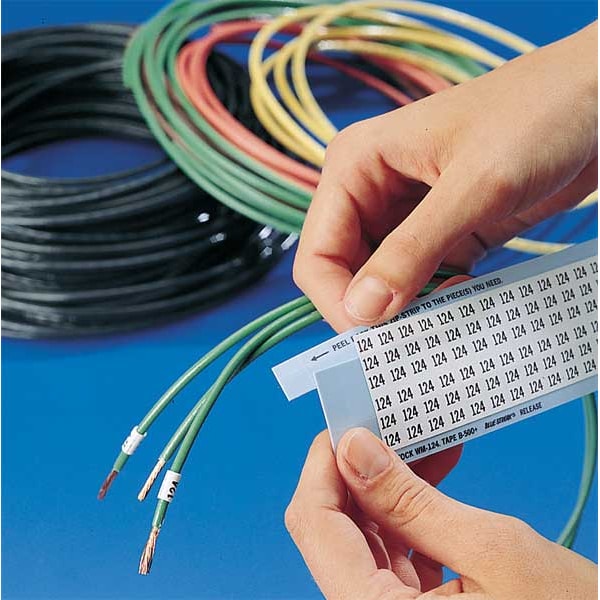 Brady Wire Marker, Printd, Repos Self-Adhes, PK25, WM-5-PK - WM-5-PK