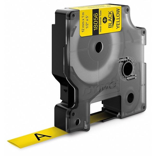 Dymo RHINO (R) Heat Shrink Tube Label 1/2" x 60"H, Black on Yellow - 18056