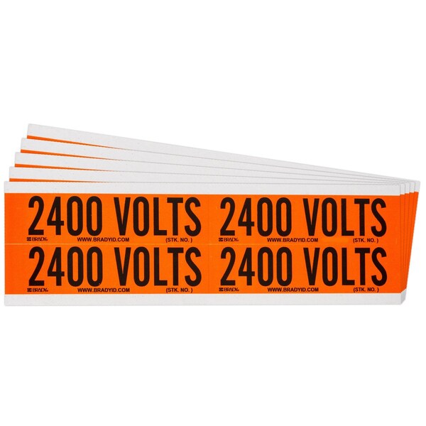 Brady 2400 Volts Conduit and Voltage Lbls 1.125 in H x 4.125 in W BK on OR 5/PK - 152355