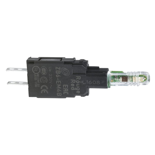 Cuerpo completo para luces piloto, Harmony XB6, bloque de luz roja, con collar de fijación de cuerpo, LED integral, 230...240V AC - ZB6EM4B
