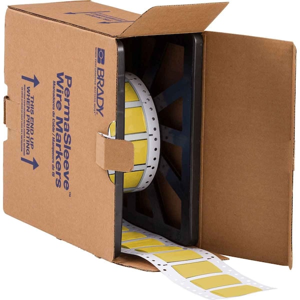 Brady PermaSleeve HX Heat Shrink Double Sided Wire Marking Sleeves, 0.75 in. Dia x 2.3 in. W, Yellow - 2HX-750-2.3-YL