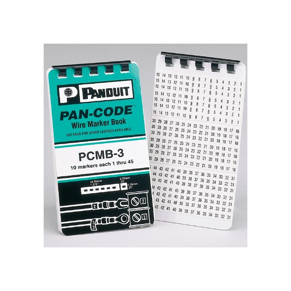 Panduit Pre-Printed WM Book, Vinyl Cloth, .22" W x 1.38" L, 0-9, PCMB-25 - PCMB-25