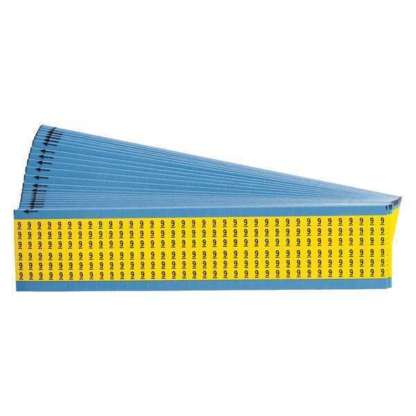 Brady Wire Markers, Legend 9, Black/Yellow, PK25 - WM-9-YL-PK