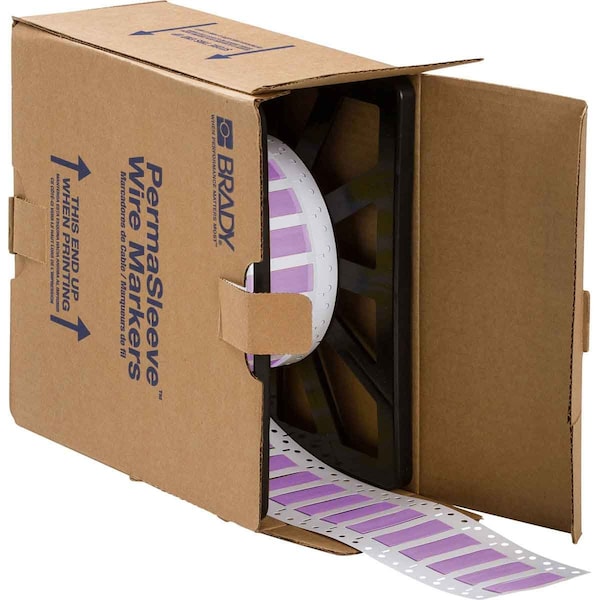 Brady PermaSleeve HX Heat Shrink Double Sided Wire Marking Sleeves, Violet, 0.5 in. Dia x 0.5 in. W - 2HX-500-2-VT-4