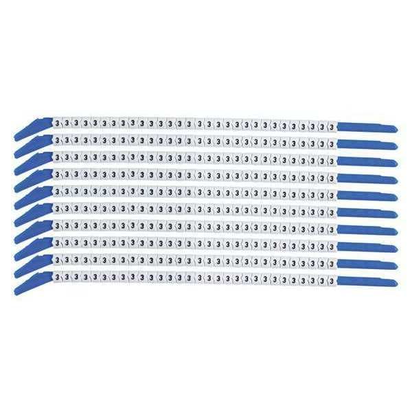 Brady Clip Sleeve Wire Mrkrs, 3, Blk/Wht, PK10, SCN13-3 - SCN13-3