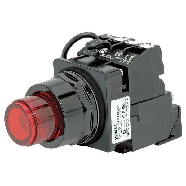 Botón pulsador iluminado Siemens, 30 mm, 1NC, Rojo - 52BT6H2K