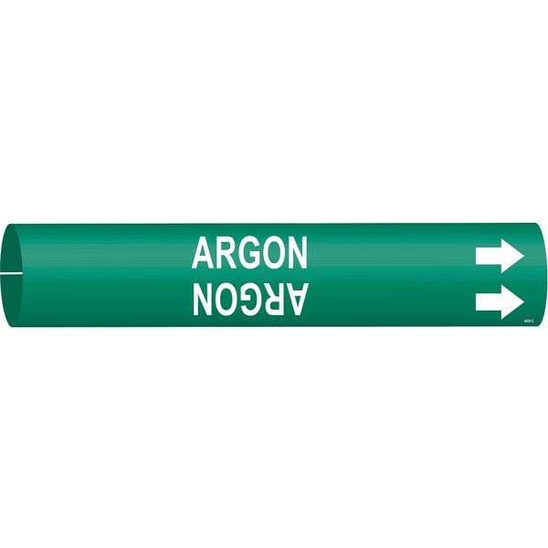 Brady Pipe Marker, Argon, Grn, 2-1/2 to 3-7/8 In - 4006-C