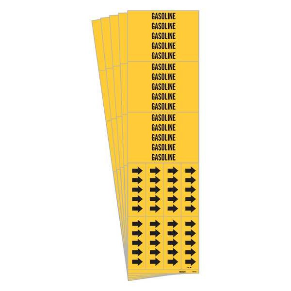 Brady Pipe Marker, Adhesive, Black, Gasoline, PK5, 7120-3C-PK - 7120-3C-PK