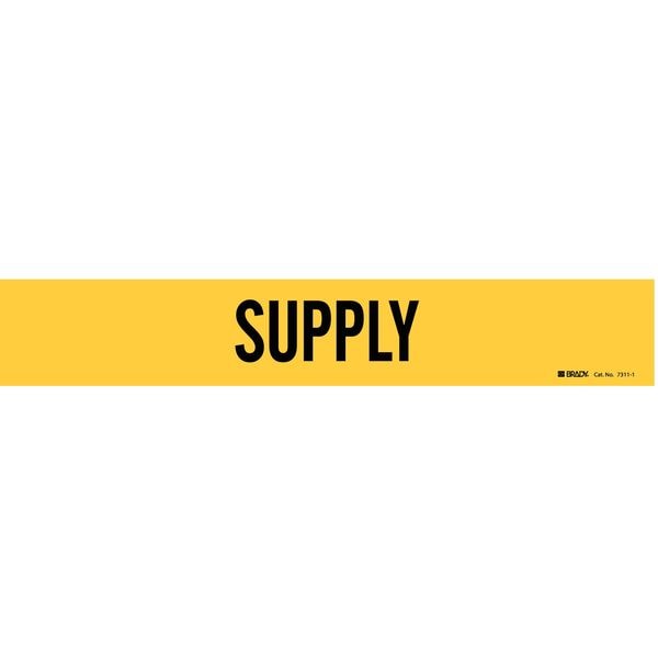 Brady Pipe Marker, Supply, Yel, 2-1/2 to 7-7/8 In - 7311-1