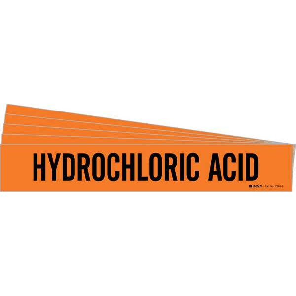 Brady Pipe Marker, Black, Hydrochloric Acid, PK5, 7381-1-PK - 7381-1-PK