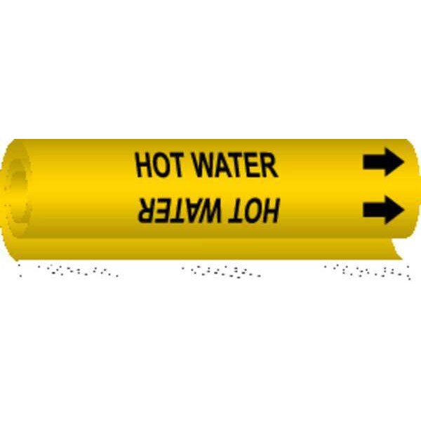 Brady Pipe Marker, Hot Water, Y, 1-1/2 to2-3/8 In, 5707-I - 5707-I