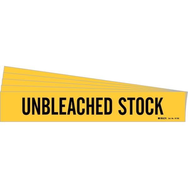 Brady UNBLEACHED STOCK Pipe Marker Style 1HV Black on Yellow 1 per Card, 5 PK - 91783-PK