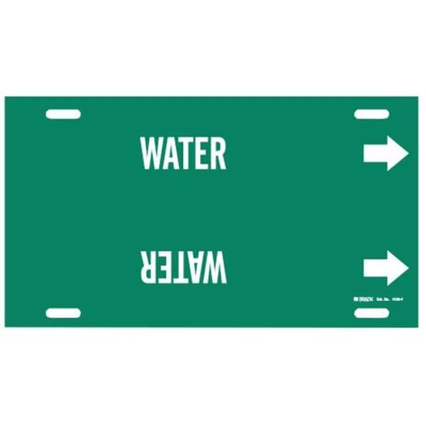 Brady Pipe Marker, Water, Green, 6 to 7-7/8 In - 4155-F