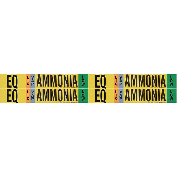 Brady Ammonia Pipe Marker, EQ, 1 to 2-1/2In, PK4 - 90485