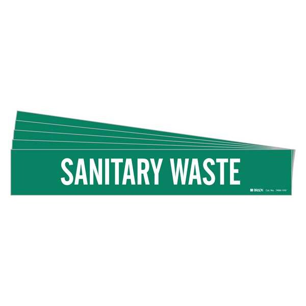 Brady Pipe Marker, White, Sanitary Waste, PK5, 7406-1HV-PK - 7406-1HV-PK
