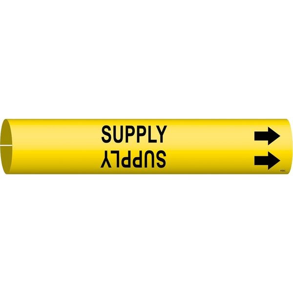 Brady Pipe Marker, Supply, Yel, 2-1/2 to 3-7/8 In - 4138-C