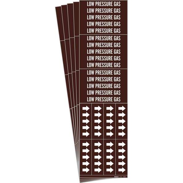 Brady Pipe Marker, White, Low Pressure Gas, PK5, 7388-3C-PK - 7388-3C-PK