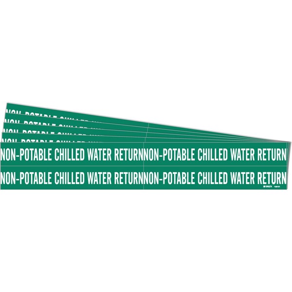Brady NON-POTABLE Chilled Wtr Ret Pipe Marker Style 4 WT on GN 4 per Card, 5 PK - 106121-PK