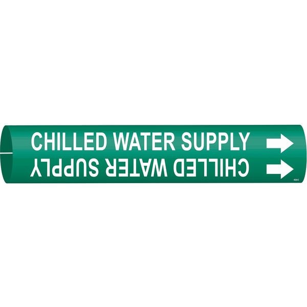 Brady Pipe Marker, Chilled Water Supply, Green, 4024-C - 4024-C