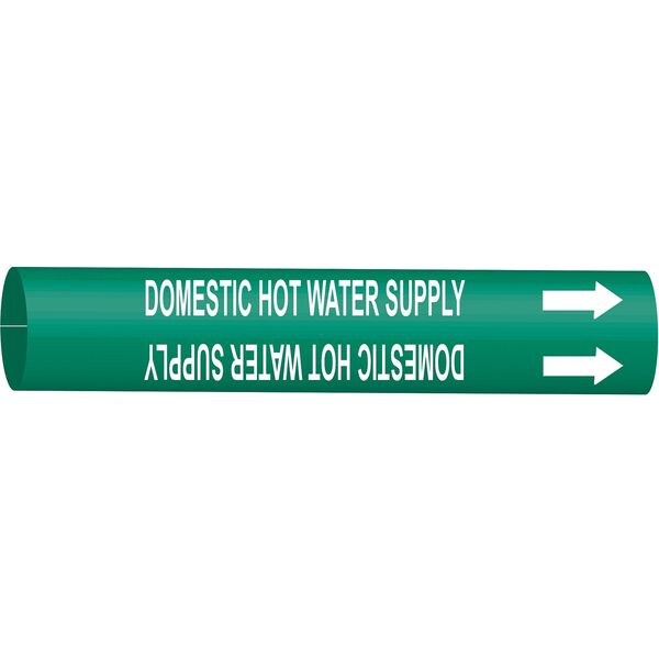 Brady Pipe Marker, Domestic Hot Water Supply, Gn, 4318-G - 4318-G