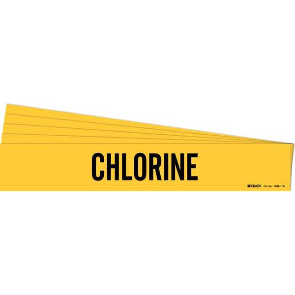 Brady Pipe Marker, Adhesive, Black, Chlorine, PK5, 7048-1HV-PK - 7048-1HV-PK
