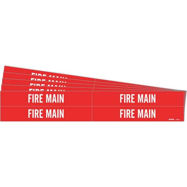 Brady Pipe Marker, Adhesive, White, Fire Main, PK5, 7109-4-PK - 7109-4-PK