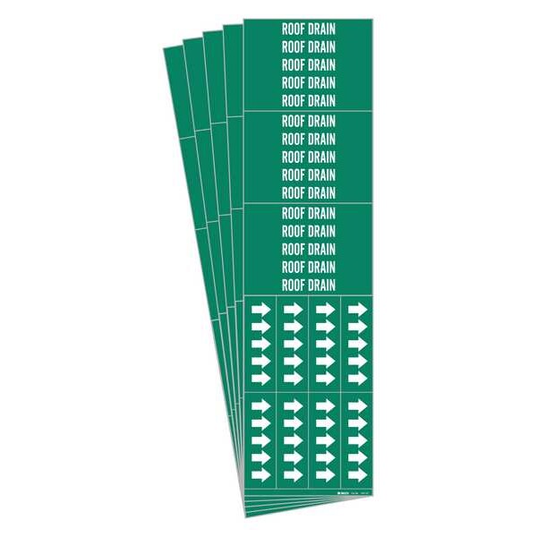 Brady Pipe Marker, White, Roof Drain, PK5, 7247-3C-PK - 7247-3C-PK