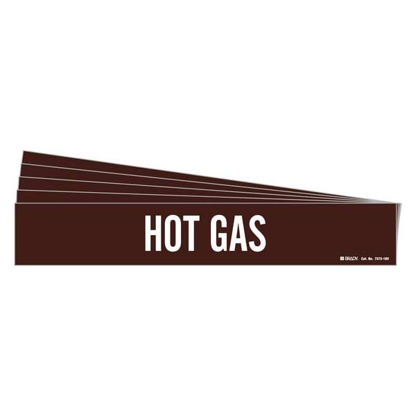 Brady Pipe Marker, Adhesive, White, Hot Gas, PK5, 7373-1HV-PK - 7373-1HV-PK