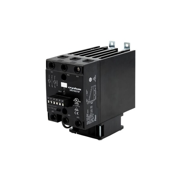 Relevadores de estado sólido Crydom - Relevador de montaje industrial SSR, trifásico, montaje en riel DIN, 600Vac/75A, 90-280Vac/CD - DR6760A75RP