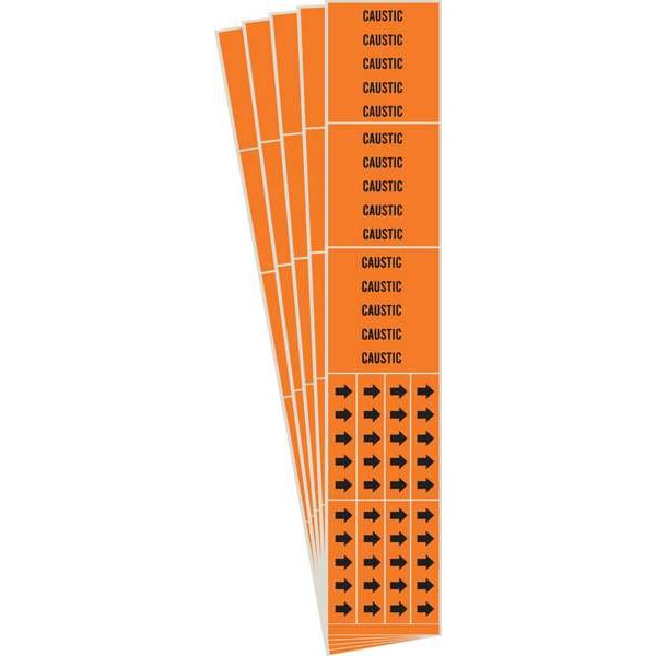 Brady Pipe Marker, Adhesive, Black, Caustic, PK5, 7339-3C-PK - 7339-3C-PK