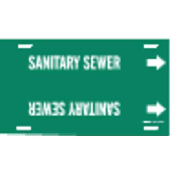 Brady Pipe Marker, Sanitary Sewer, Gn, 10 to15 In - 4123-H