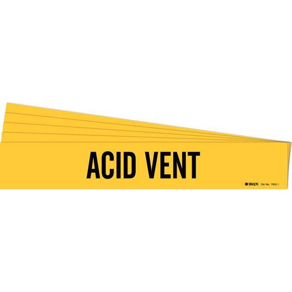 Brady Pipe Marker, Adhesive, Black, Acid Vent, PK5, 7003-1-PK - 7003-1-PK
