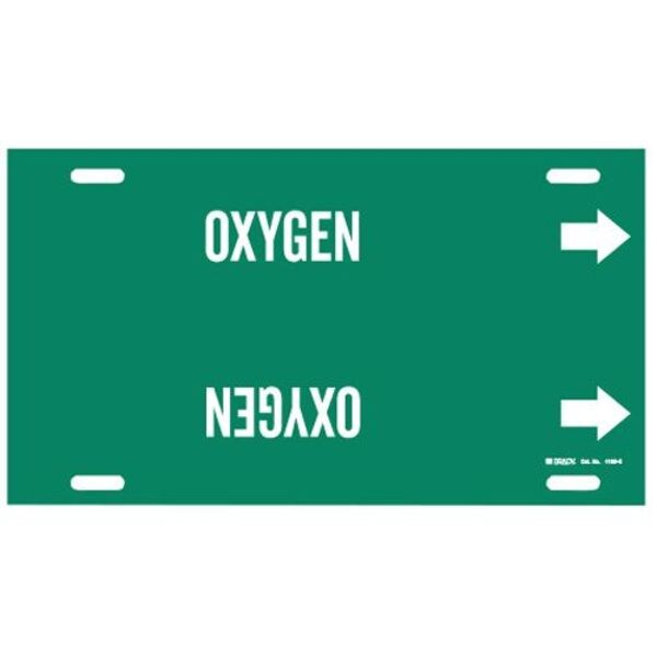 Brady Pipe Marker, Oxygen, Green, 8 to 9-7/8 In - 4106-G