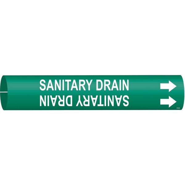 Brady Pipe Mrkr, Sanitary Drain, 1-1/2to2-3/8 In - 4122-B