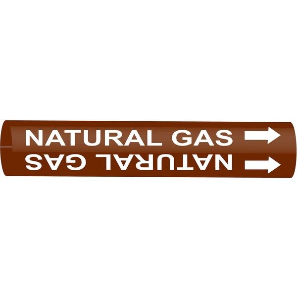 Brady Pipe Marker, Natural Gas, Br, 8 to9-7/8 In - 4349-G