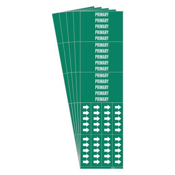 Brady Pipe Marker, Adhesive, White, Primary, PK5, 7221-3C-PK - 7221-3C-PK
